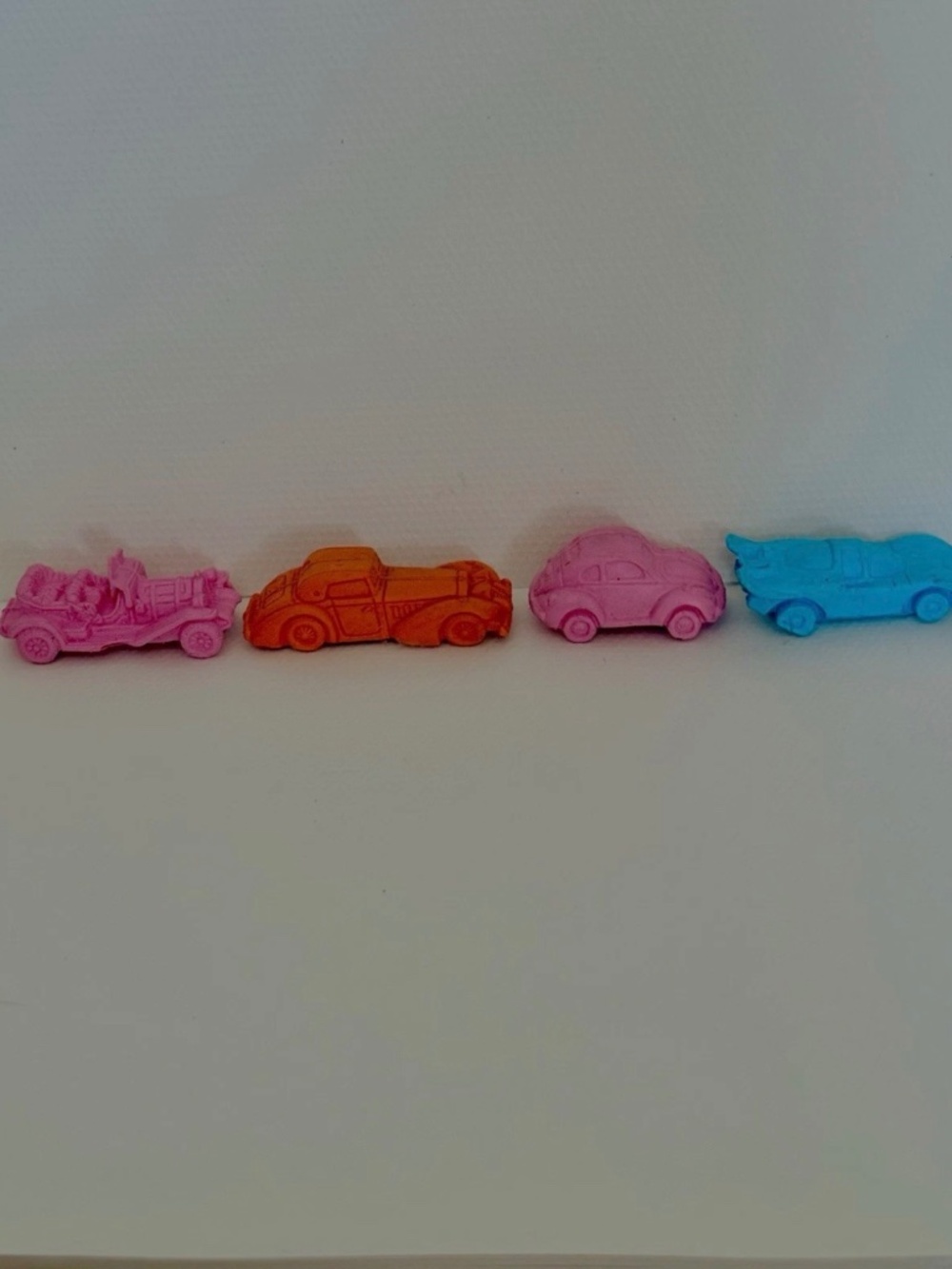 Lot of 4 Vintage Diener Rubber Eraser Cars 1909 Flyabout 1938 Suiza Ferrari Bug